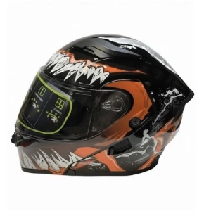 Cască Moto Integrală full face Venom Edition, Design Grafic Portocaliu/Negru, Vizieră Anti-Zgârieturi JRH marime xl - Img 3