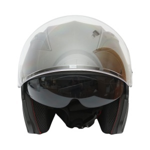 Casca moto tip jet neagra, model urban cu viziera transparenta si ochelari de soare, marimea L - Img 7