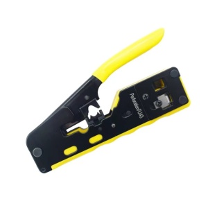 Cleste PNI SR7, pentru taiat-dezizolat cablu si sertizat mufe RJ12, RJ45 CAT5, CAT6, CAT7, galben