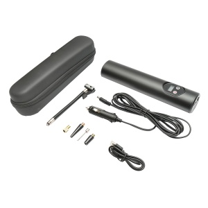 Compresor aer portabil negru 12,4V baterie 6000Am reincarcabila 250x56x47mm cu accesorii - Img 2