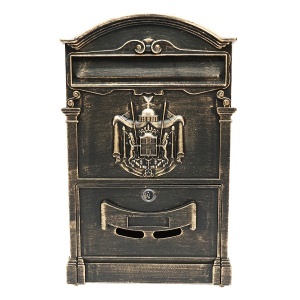 Cutie postala antic auriu 410X260X90mm cu 2 chei si accesorii de prindere