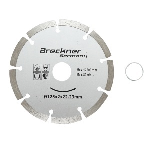 Disc diamantat segmentat 125x2x22.23mm, taiere uscata pentru beton, piatra, caramida Breckner Germany
