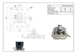 Dispozitiv fixare transcontainer twist lock cu placa - Img 2