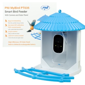 Hranitoare inteligenta pentru pasari PNI MyBird PT035 cu camera Wi-Fi 4MP si panou solar 3W, rezervor hrana 2l, aplicatie dedicata, detectie miscare, notificari instant, slot card micro SD, audio bidi - Img 8