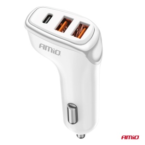 Incarcator 2x USB-A + USB-C 38W 12/24V AMIO - Img 2