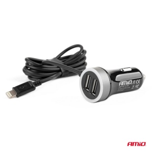 Incarcator auto cu 2 USB si cablu Lightning pentru iPhone sau iPad, 2.4A - Img 2