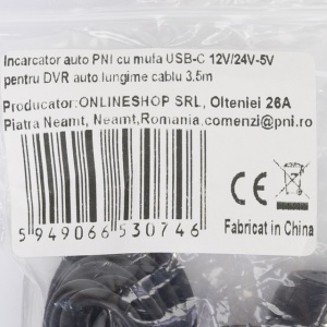Incarcator auto PNI cu mufa USB-C 12V/24V - 5V, pentru DVR auto, lungime cablu 3.5m - Img 5