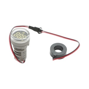 Indicator digital ampermetru LED alb 0-100A, 220V/380V Ø 22mm Breckner Germany - Img 1