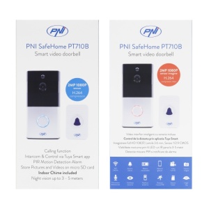 Interfon video inteligent PNI SafeHome PT710B WiFi HD, P2P, acumulator si Sonerie 36 melodii inclusa, aplicatie dedicata Tuya Smart, integrare in scenarii si automatizari smart cu alte produse compat - Img 7