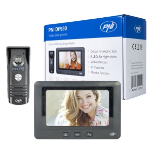Interfon video PNI DF930 cu 1 monitor, ecran LCD 7 inch, 800x480, iesire yala electromagnetica, negru - Img 9