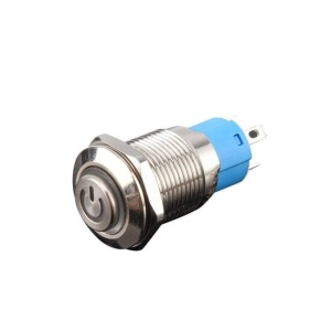 Intrerupator buton On-Off, fi12mm, aluminiu, cu logo