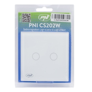 Intrerupator cap scara si cap cruce dublu cu touch PNI CS202W din sticla, alb cu LED indicator, 800W / intrerupator - Img 6