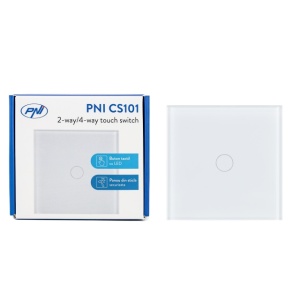 Intrerupator cap scara si cap cruce simplu cu touch PNI CS101 din sticla, alb cu LED indicator - Img 6