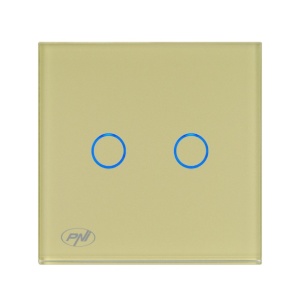 Intrerupator dublu cu touch PNI SH202G din sticla, gold cu LED indicator, culoare auriu - Img 8