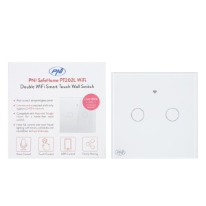 Intrerupator inteligent cu touch PNI SafeHome PT202L WiFi, 10A, control prin aplicatia Tuya Smart, compatibil cu Alexa si Google Assistant - Live Wire, fara nul - Img 7