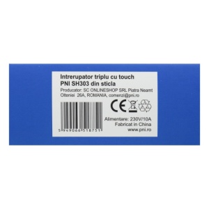 Intrerupator triplu cu touch PNI SH303 din sticla, alb cu LED indicator - Img 2