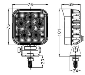 Lampa de lucru, 24LED OSRAM, 24W, patrata, difuză - Img 2