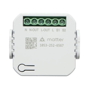 Modul intrerupator inteligent smart Wi-Fi Matter 1 canal 100-240V, 10A, montaj in doza, aplicatie Tuya Smart Life, compatibil Alexa si Google Home