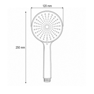 Para de dus baie rotunda, 3 functii, duze silicon, crom lucios, plastic 120x250mm - Img 4