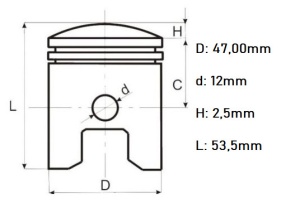 Piston scuter 2T 80cc Honda / Kymco 47mm - Img 2