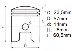Piston Suzuky GN125cc (Ø 57mm) - Img 2