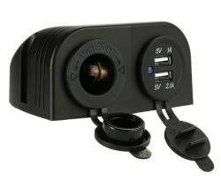 Priza bricheta cu 2 USB, 1A+2.1A, cu capace 12/24V