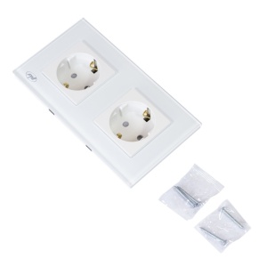 Priza dubla incastrabila PNI WP202W, cu rama din sticla, 16A, 2X3000W, 230V, alb - Img 6