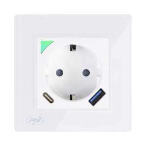 Priza inteligenta PNI SmartHome WP202 WiFi, montaj ingropat, control prin internet, aplicatie dedicata Tuya Smart, compatibila Amazon Alexa si Google Home