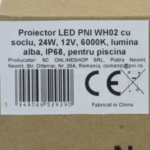 Proiector LED PNI WH02 cu soclu, 24W, 12V, 6000K, lumina alba, IP68, pentru piscina - Img 5