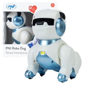 Robot inteligent interactiv Robo Dog, control vocal, butoane tactile, alb-albastru, acumulator inclus 3.7V 350mAh - Img 6