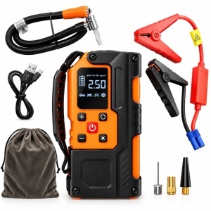Robot pornire auto cu compresor aer portabil digital 150PSI, 12V, 120W, baterie Li-ion 8000mAh, Power Bank, lanterna LED, port USB/USB-C Breckner Germany