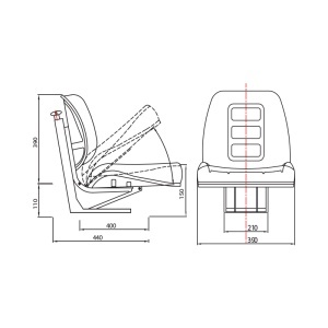 Scaun universal tractor cu sezut rabatabil - Img 6
