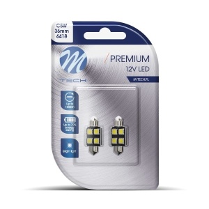 Set 2 becuri LED M-TECH Premium LB328W - C5W 36mm, 12V 4xSMD5050 CANBUS alb