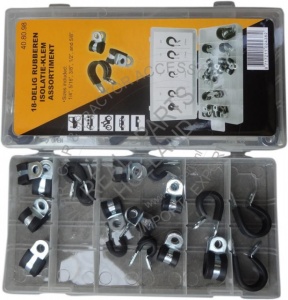 Set bride fixare conducte , inele cu garnitura cauciuc, 18 bucati , 1/4- 5/16- 3/8- 1/2 5/8