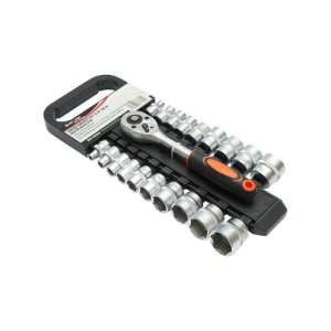 Set clichet reversibil 3/8 cu 19 tubulare metrice Cr-V - Img 3