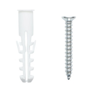 Set diblu universal din plastic alb 10x50mm cu surub 6x45mm 50 buc/set