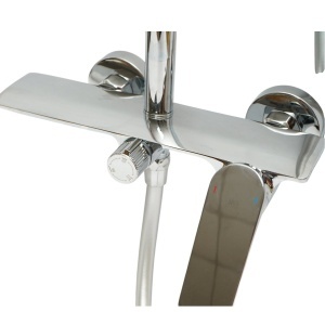 Set dus Premium multifunctional de perete din cupru, 3 functii curgere apa, dus dreptunghiular tip ploaie, para de dus, crom lucios - Img 6