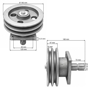 Set fulie transmisie completa 180mm pentru cositoare laterala cu grebla 9GBL - Img 4
