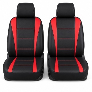 Set huse scaune auto universale negru-rosu, material piele ecologica si textil 8 piese - Img 2