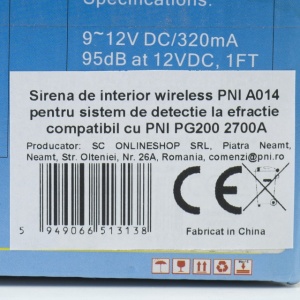 Sirena de interior wireless PNI A014 pentru sistem de detectie la efractie compatibil cu PNI PG200 2700A - Img 7
