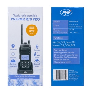 Statie radio portabila PNI PMR R70 PRO 446MHz, 16CH 0.5W, 99 canale programabile PC, tonuri 50 CTCSS si 166 DCS, IP67 - Img 7