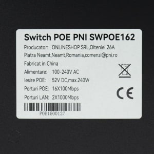 Switch POE PNI SWPOE162, 16 porturi POE 100 Mbps, 2 porturi UP Link 1000 Mbps, 1 port SFP 1000Mbps, 240W, functie AI Extend pana la 250m, protectie fulger 4kV - Img 7