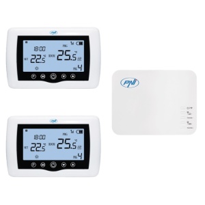 Termostat inteligent PNI CT410 PRO fara fir, cu WiFi, control 2 zone prin Internet, pentru centrale termice, pompe, electrovalve, APP TuyaSmart, histerezis 0.2 grade C