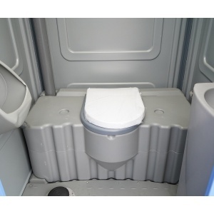 Toaleta ecologica vidanjabila HDPE 350L cu lavoar, pisoar, oglinda, suport hartie si cuier 1150x1150x2250mm - Img 7