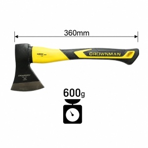 Topor profesional 600g cu lama din otel forjat, coada din fibra de sticla si maner antiderapant TPR Crownman - Img 4