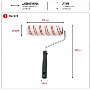 Trafalet poliester 25cm, diametru rola 70mm, fir 18mm, maner ergonomic soft-grip 2k Breckner Germany - Img 5