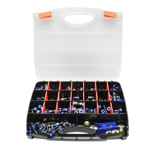 Trusa 242 piese: cleste taiat furtun polyamida, conectori, cuple rapide, mufe furtun aer comprimat Breckner Germany