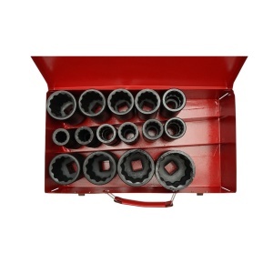 Trusa chei tubulare de impact lungi bihexagonale 17-50mm, patrat 3/4 inch Cr-Mo 15 piese Breckner Germany - Img 3