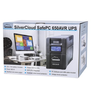UPS SilverCloud SafePC 650AVR putere 360W ecran LCD software monitorizare PC - Img 7