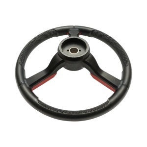 Volan tractor universal 390mm, prindere 25mm Z=24, maner rotativ 360 grade, rosu-negru Breckner Germany - Img 3